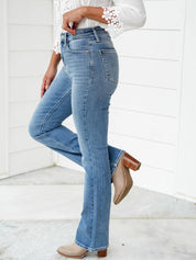 Holy Grail High Rise Medium Wash Non Distressed Contrast Wash Bootcut Jeans