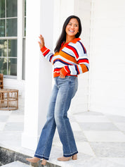 Stop and Look Mid Rise Dark Wash Dad Jeans with Release Hem