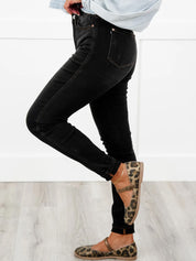 Black Dog High Rise Black Wash with Contrast Thread Tummy Control Skinny Jeans