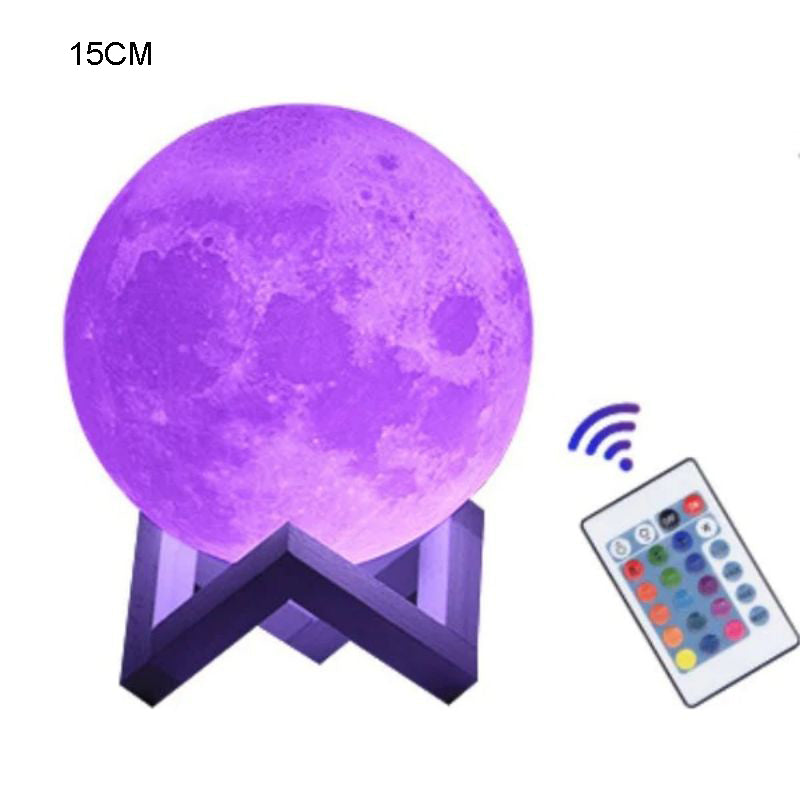 3D Printed Moon Lamp 16 Colors Rechargeable Night Light