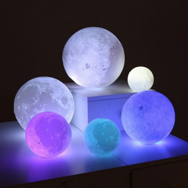 3D Printed Moon Lamp 16 Colors Rechargeable Night Light