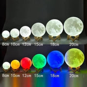 3D Printed Moon Lamp 16 Colors Rechargeable Night Light