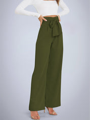 Tie Front Paperbag Wide Leg Pants