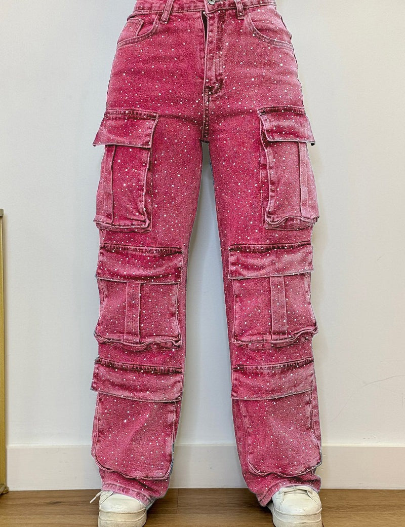 High Waisted Diamanté Rhinestone Jeans