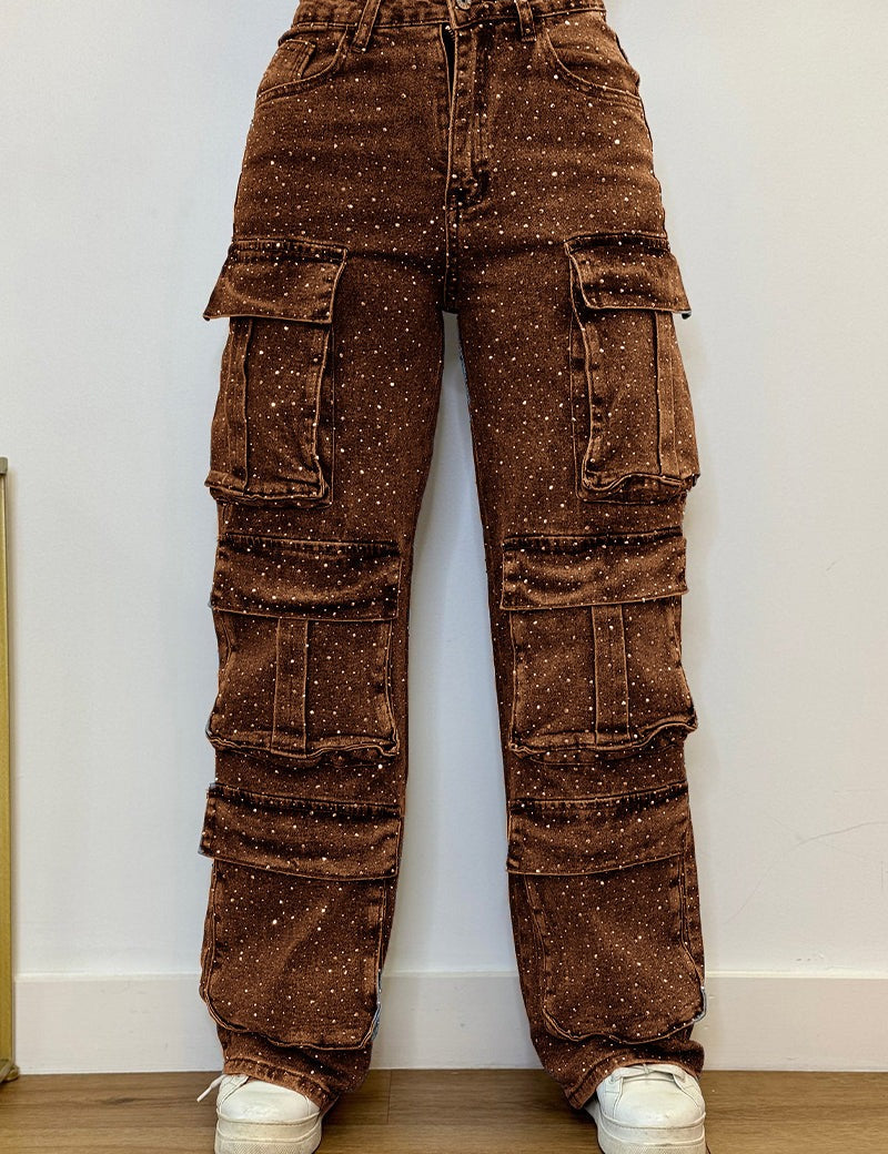 High Waisted Diamanté Rhinestone Jeans