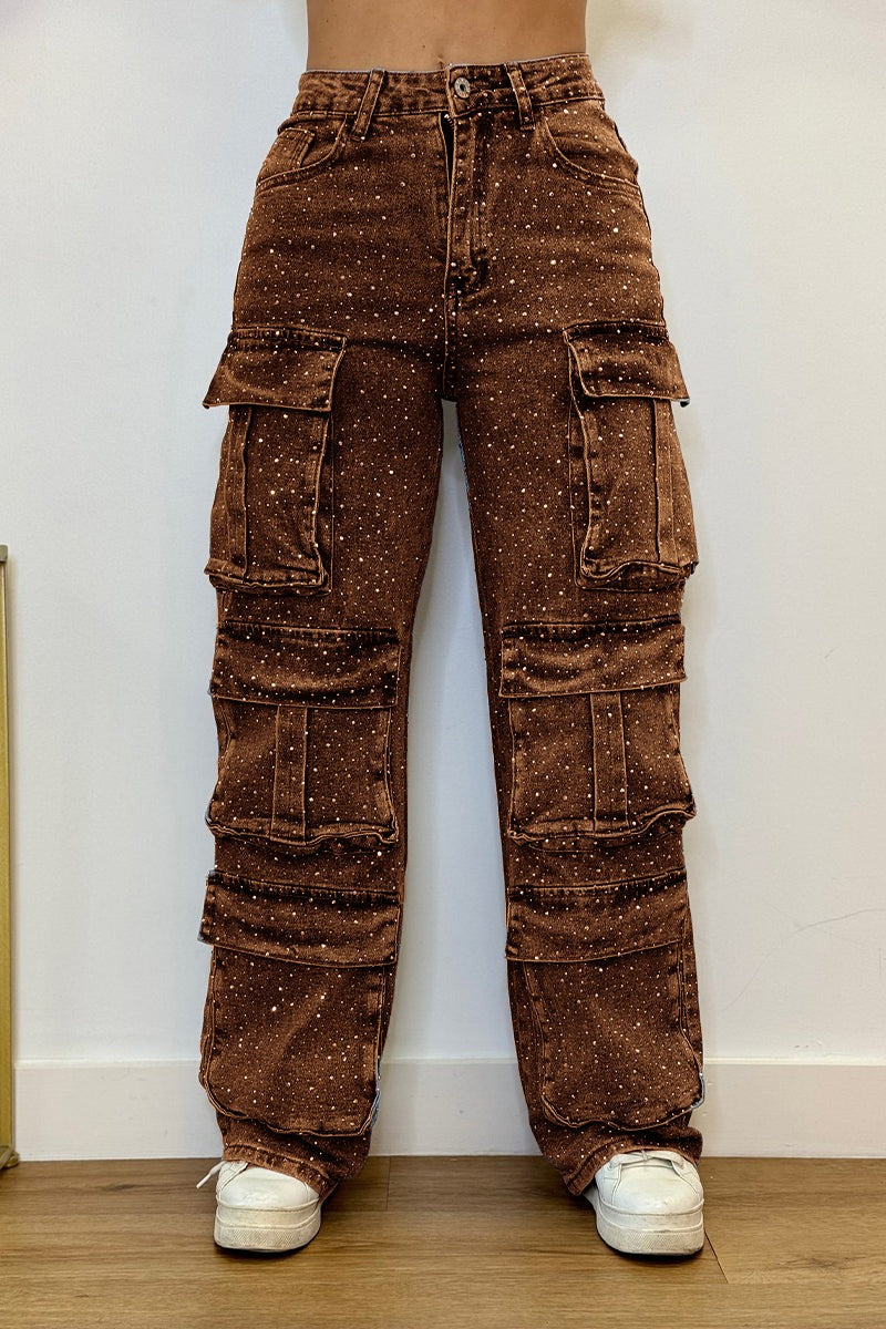 High Waisted Diamanté Rhinestone Jeans