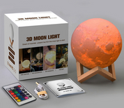 3D Printed Moon Lamp 16 Colors Rechargeable Night Light