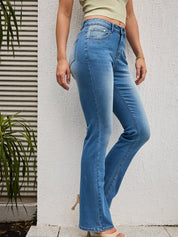 High-Rise Slim-Fit Stretch Flared Jeans