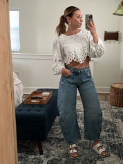 Mid-rise Barrel Jeans