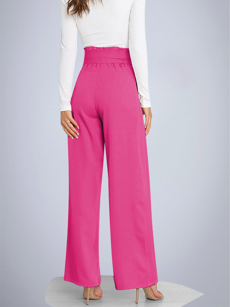 Tie Front Paperbag Wide Leg Pants