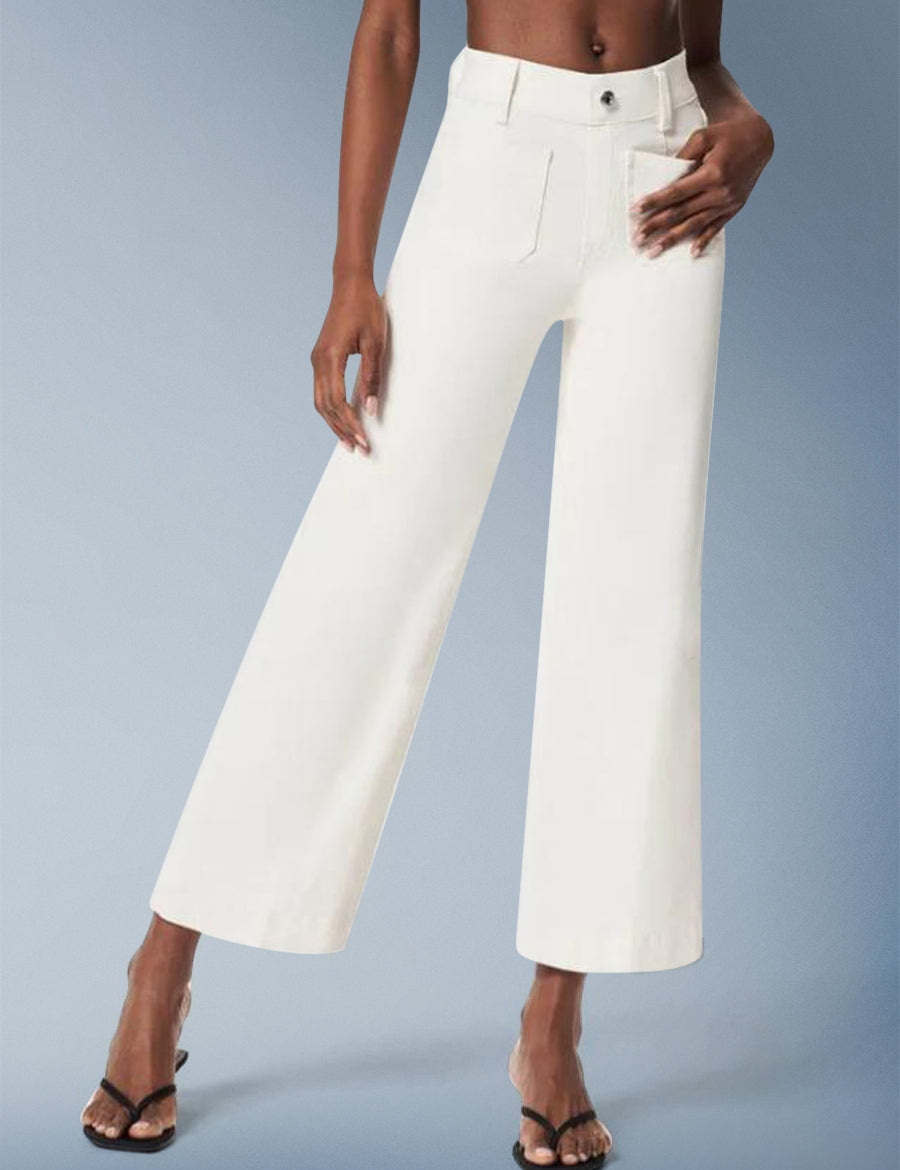 Tummy Control Cropped Wide-Leg Jeans