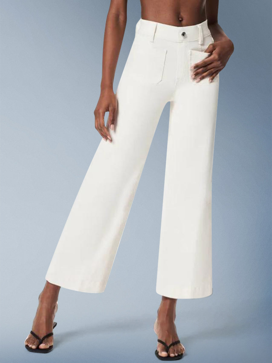 Tummy Control Cropped Wide-Leg Jeans