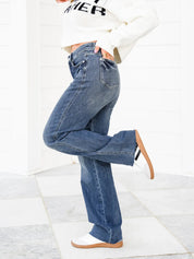 Take the Chance Mid Rise Medium Wash Tummy Control Vintage Straight Leg Jeans