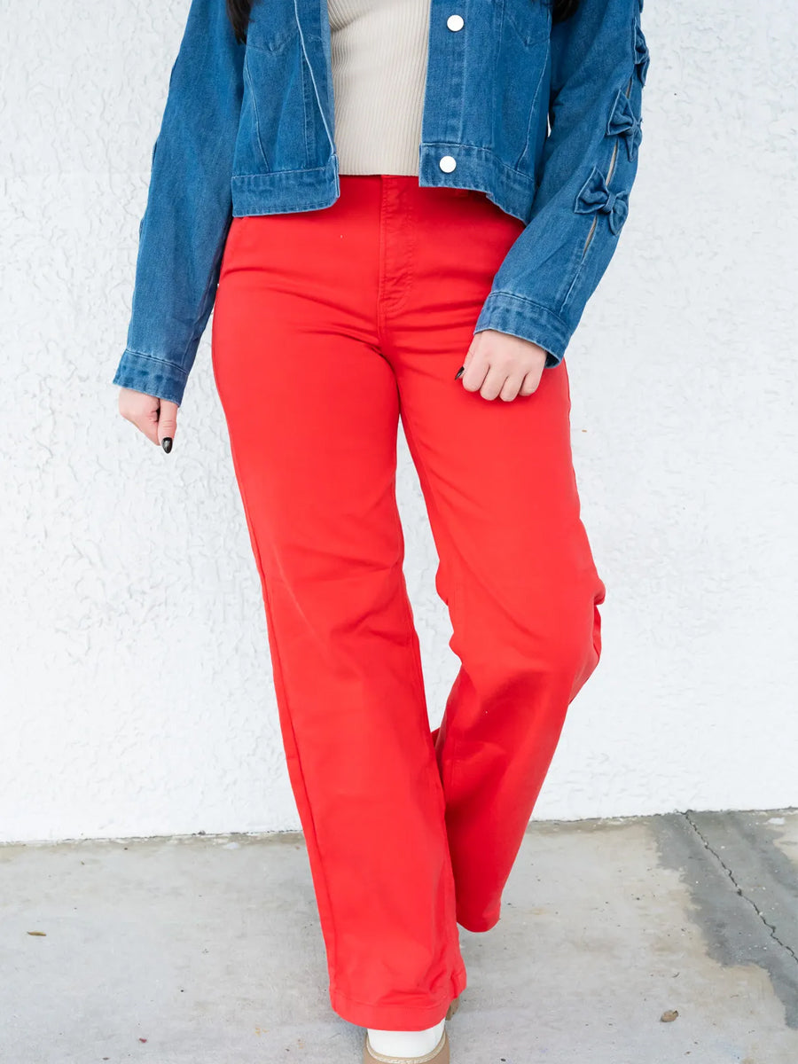 You're A Fireball By Risen - High Rise Tummy Control Wide Leg Pants