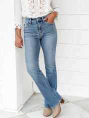Holy Grail High Rise Medium Wash Non Distressed Contrast Wash Bootcut Jeans