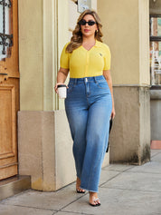 Medium Wash Raw Hem Straight-Leg Jeans