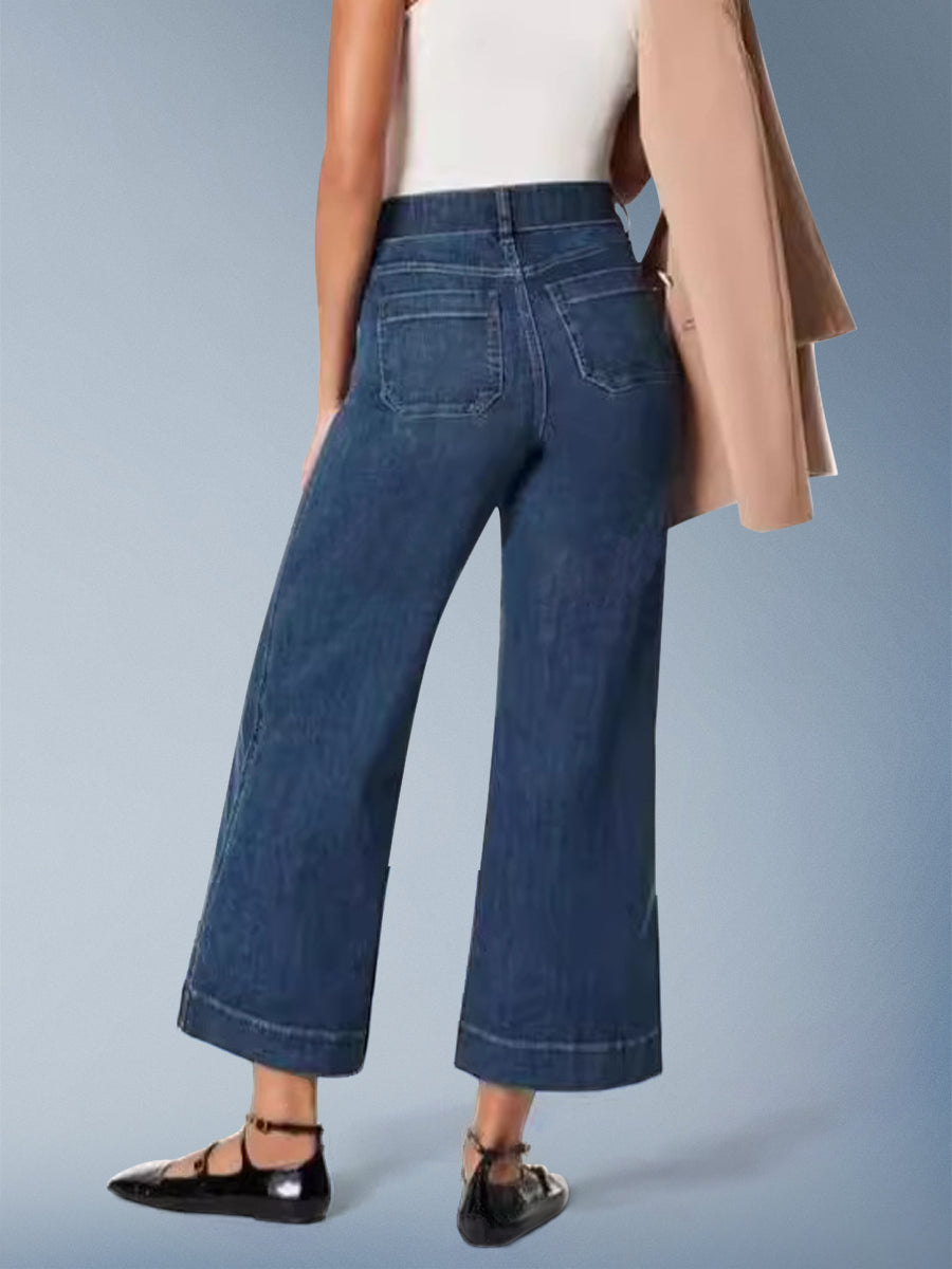 Tummy Control Cropped Wide-Leg Jeans