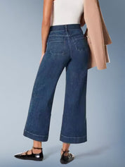Tummy Control Cropped Wide-Leg Jeans