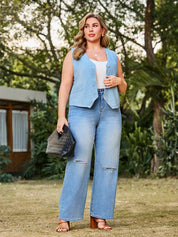 North Shore High Rise Light Wash 90's Distressed Straight Leg Jeans