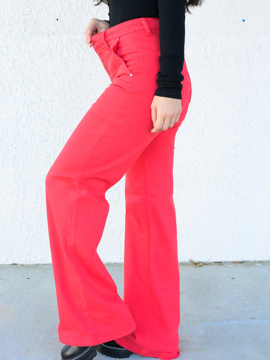 You're A Fireball By Risen - High Rise Tummy Control Wide Leg Pants