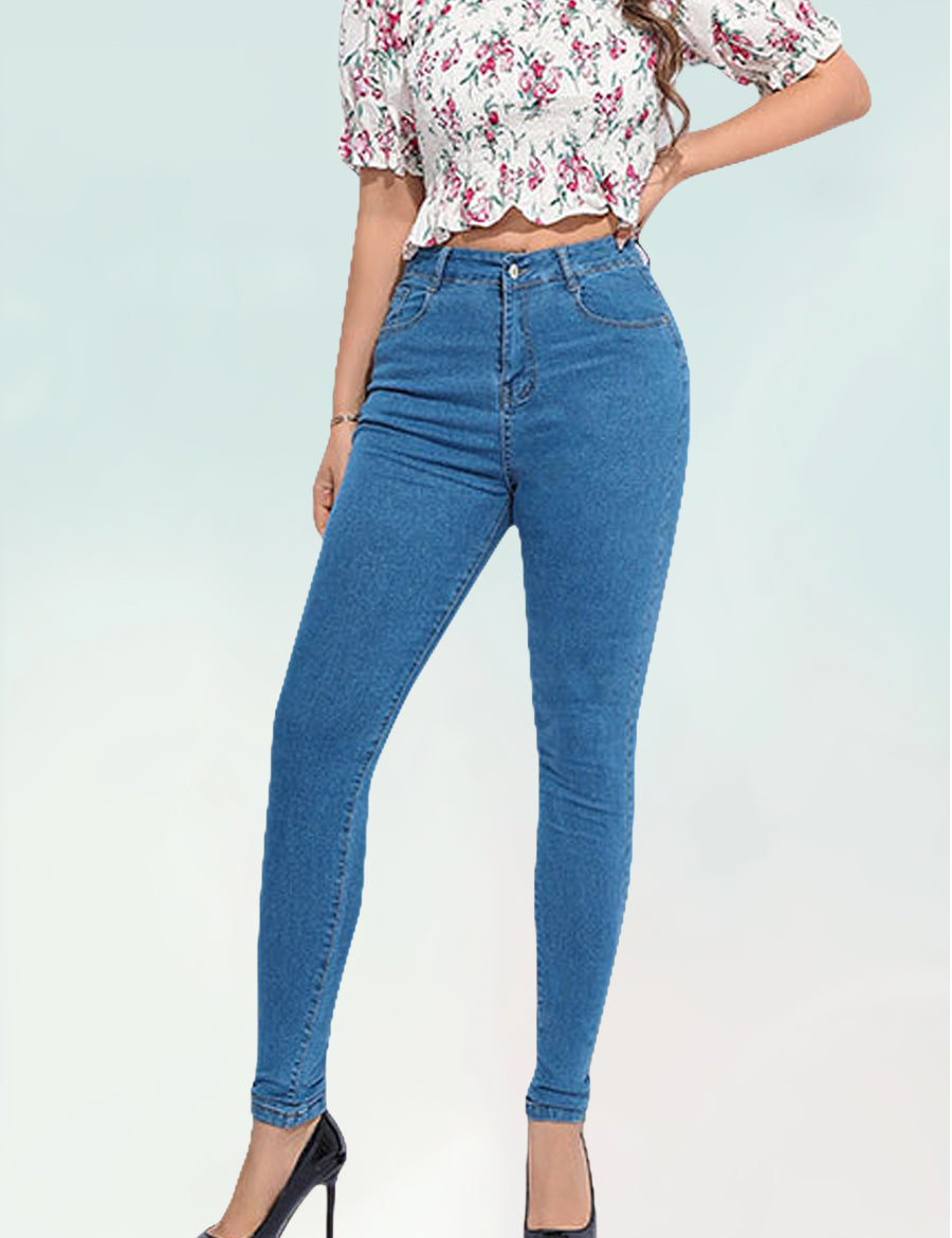 Tall Stretch Mid Blue Wash Disco Skinny Jeans