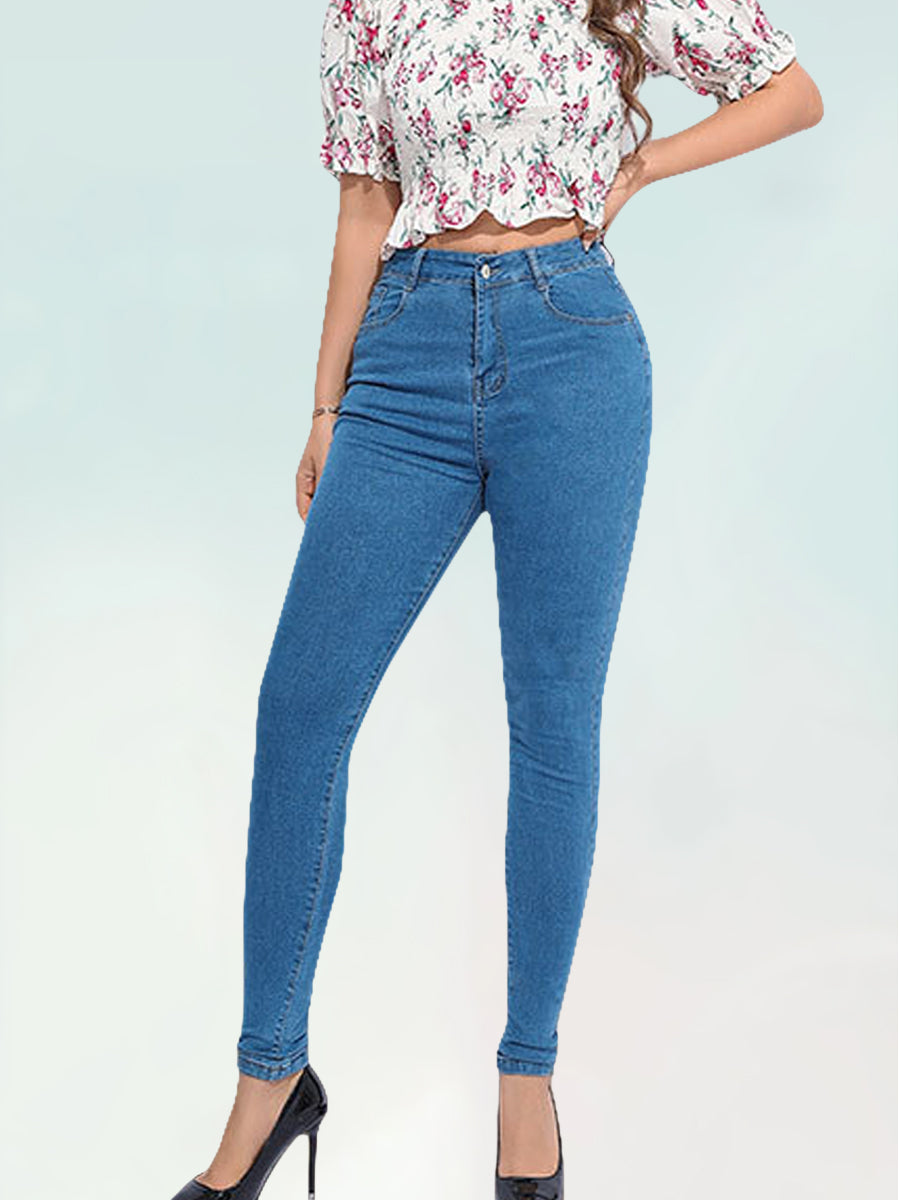 Tall Stretch Mid Blue Wash Disco Skinny Jeans