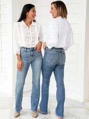 Holy Grail High Rise Medium Wash Non Distressed Contrast Wash Bootcut Jeans