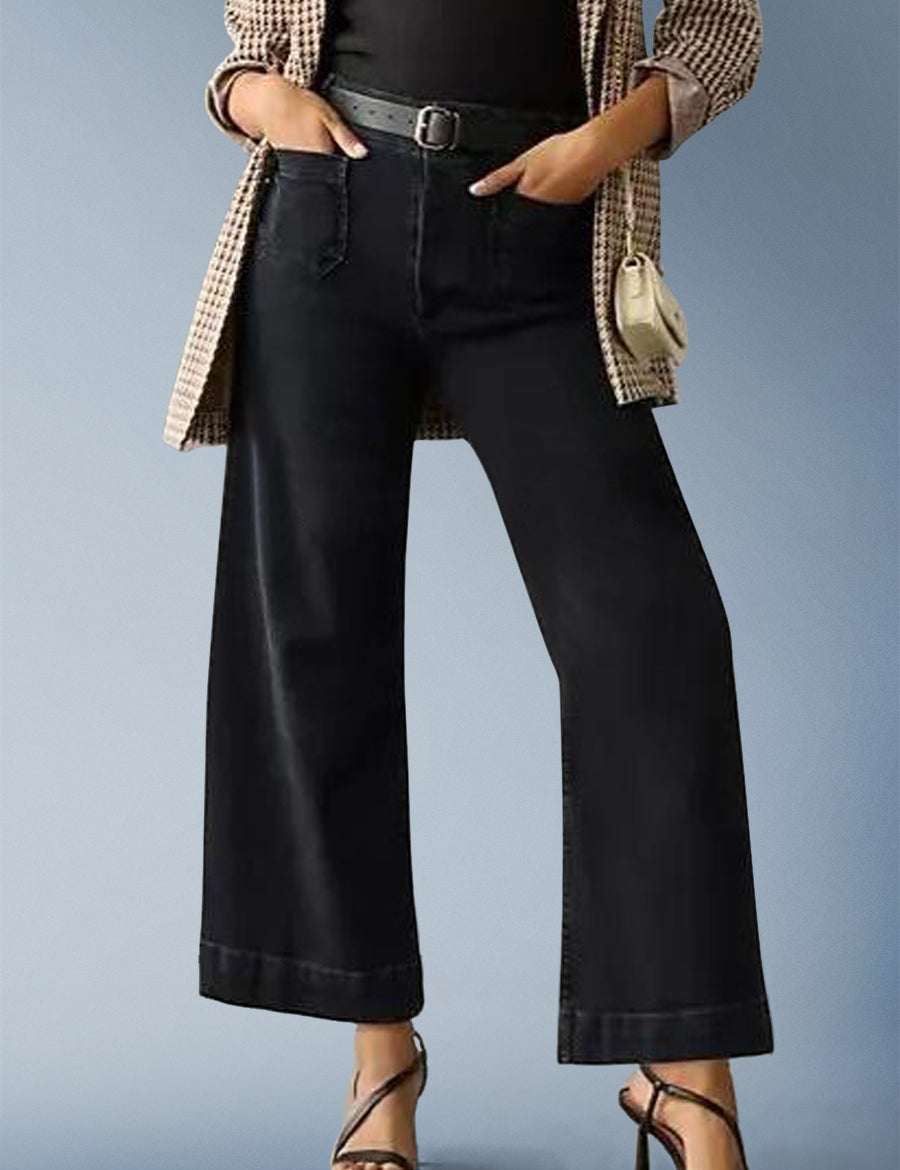 Tummy Control Cropped Wide-Leg Jeans