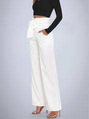 Tie Front Paperbag Wide Leg Pants