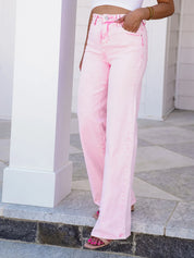 FP x Risen High Rise Acid Pink Tummy Control Wide Leg Jeans