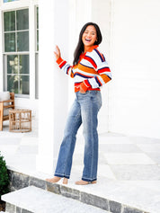 Stop and Look Mid Rise Dark Wash Dad Jeans with Release Hem