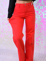 You're A Fireball By Risen - High Rise Tummy Control Wide Leg Pants