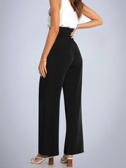 Tie Front Paperbag Wide Leg Pants