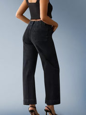 Tummy Control Cropped Wide-Leg Jeans