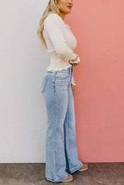 High Rise Vintage Wash Tummy Control Top Straight Leg Jeans