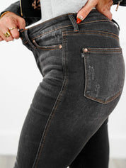 Black Dog High Rise Black Wash with Contrast Thread Tummy Control Skinny Jeans