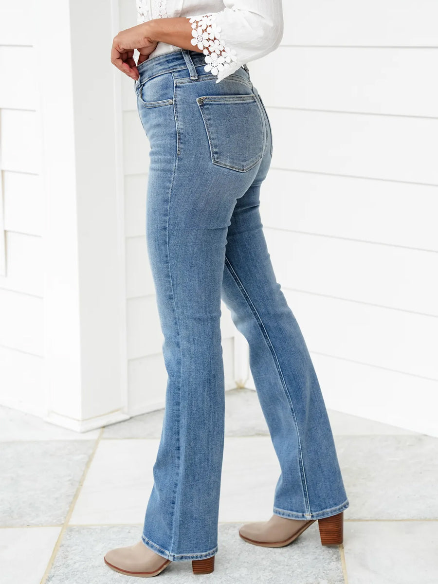 Holy Grail High Rise Medium Wash Non Distressed Contrast Wash Bootcut Jeans