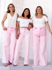FP x Risen High Rise Acid Pink Tummy Control Wide Leg Jeans