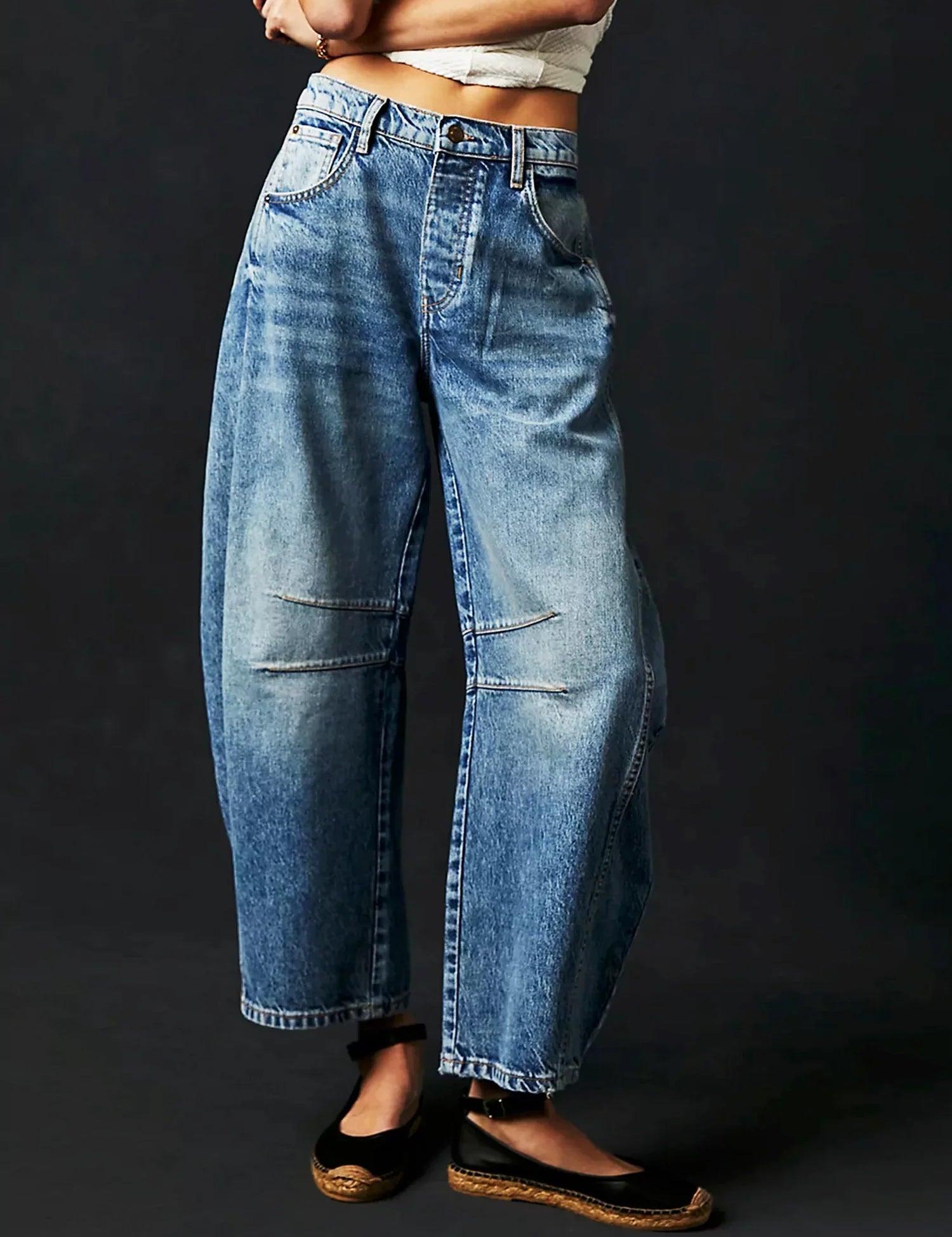 Leopard Print Barrel Jeans