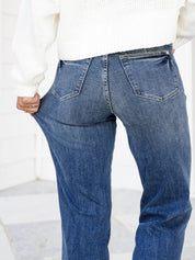 Take the Chance Mid Rise Medium Wash Tummy Control Vintage Straight Leg Jeans