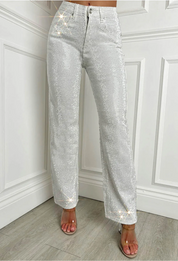 Ultimate Sparkle Pink Straight Leg Stretch Diamante Jeans And Top