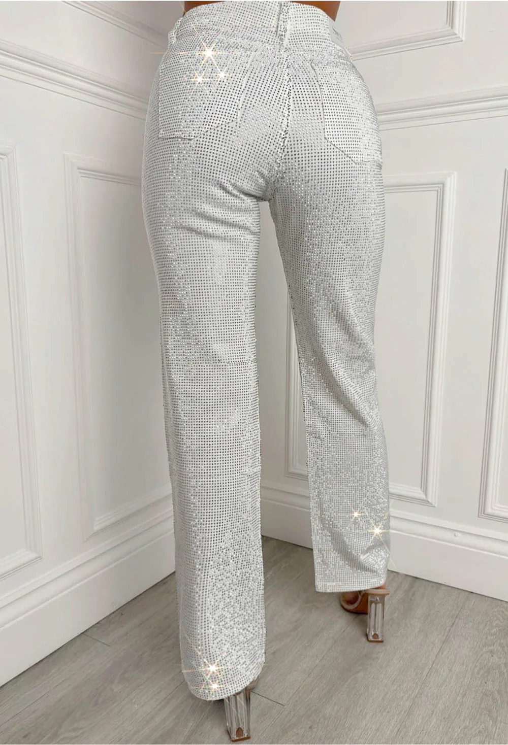 Ultimate Sparkle Pink Straight Leg Stretch Diamante Jeans And Top
