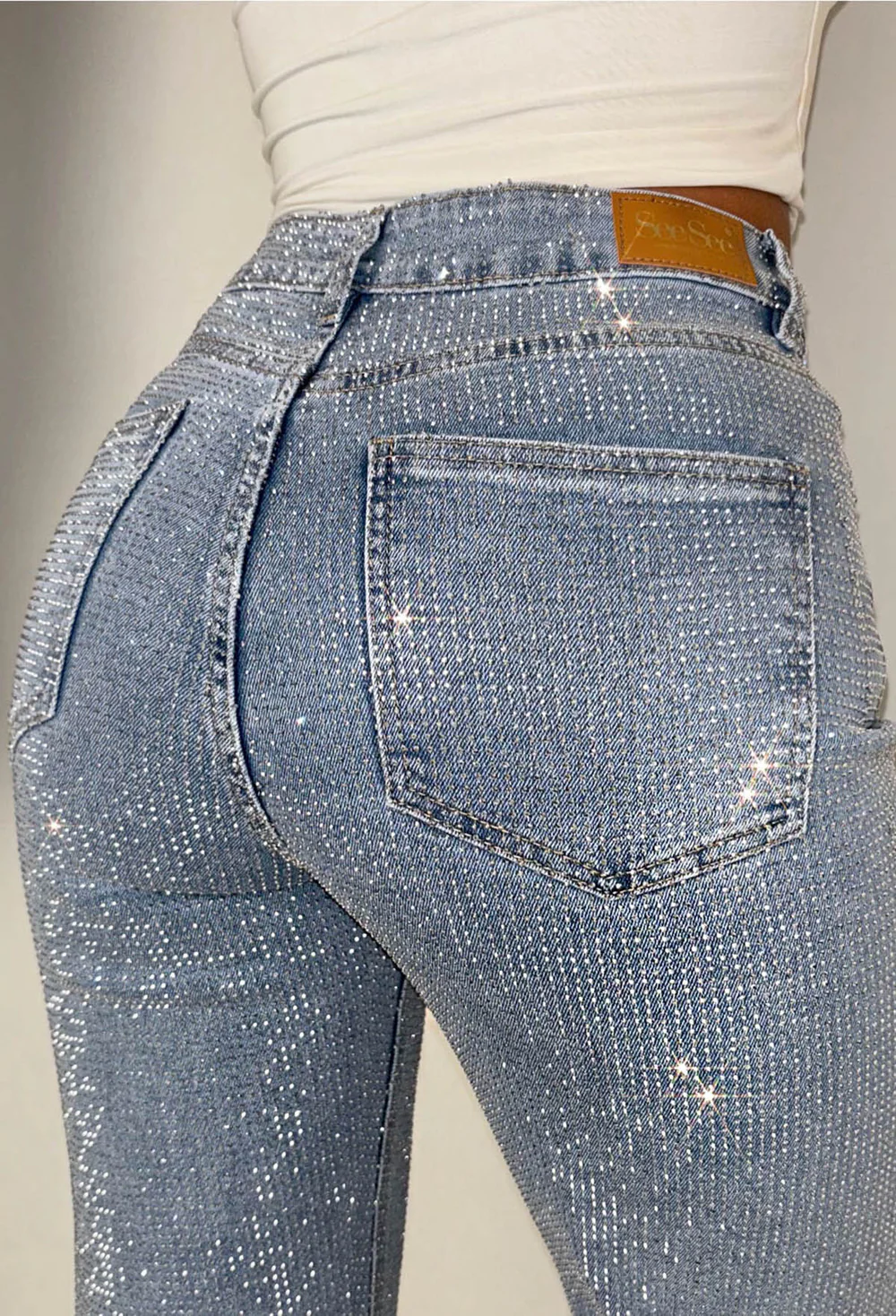 Ultimate Sparkle Pink Straight Leg Stretch Diamante Jeans And Top