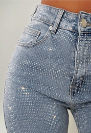 Ultimate Sparkle Pink Straight Leg Stretch Diamante Jeans And Top