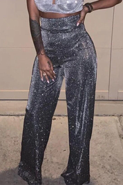Fashion High Waist Glitter Wide-leg Pants