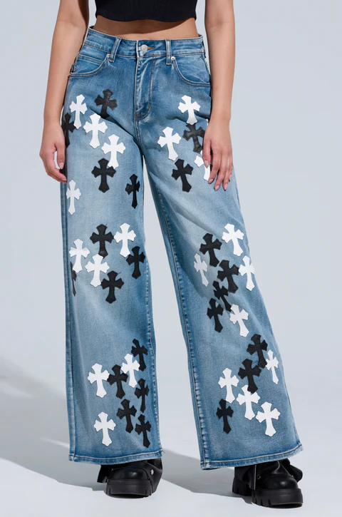 Take Me To Church Patchwork Denim Jean