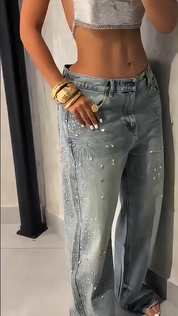 Fireworks Diamanté Straight Leg Jeans