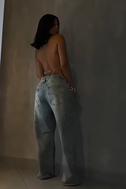 Fireworks Diamanté Straight Leg Jeans