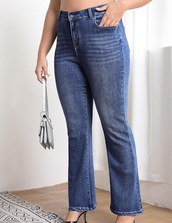 High Elasticity Tummy Control Bootcut Jeans for Women