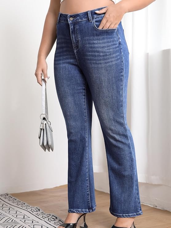 High Elasticity Tummy Control Bootcut Jeans for Women